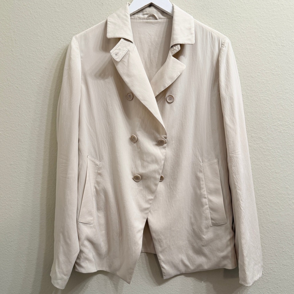 Brunello Cucinelli  Double Breasted Blazer Jacket Ivory Beige Italy 48 | US 12